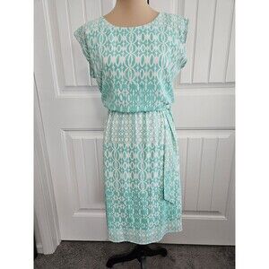 Emma & Michelle Women Dress Blouson Geometric Sleeveless Scoop Neck Size M